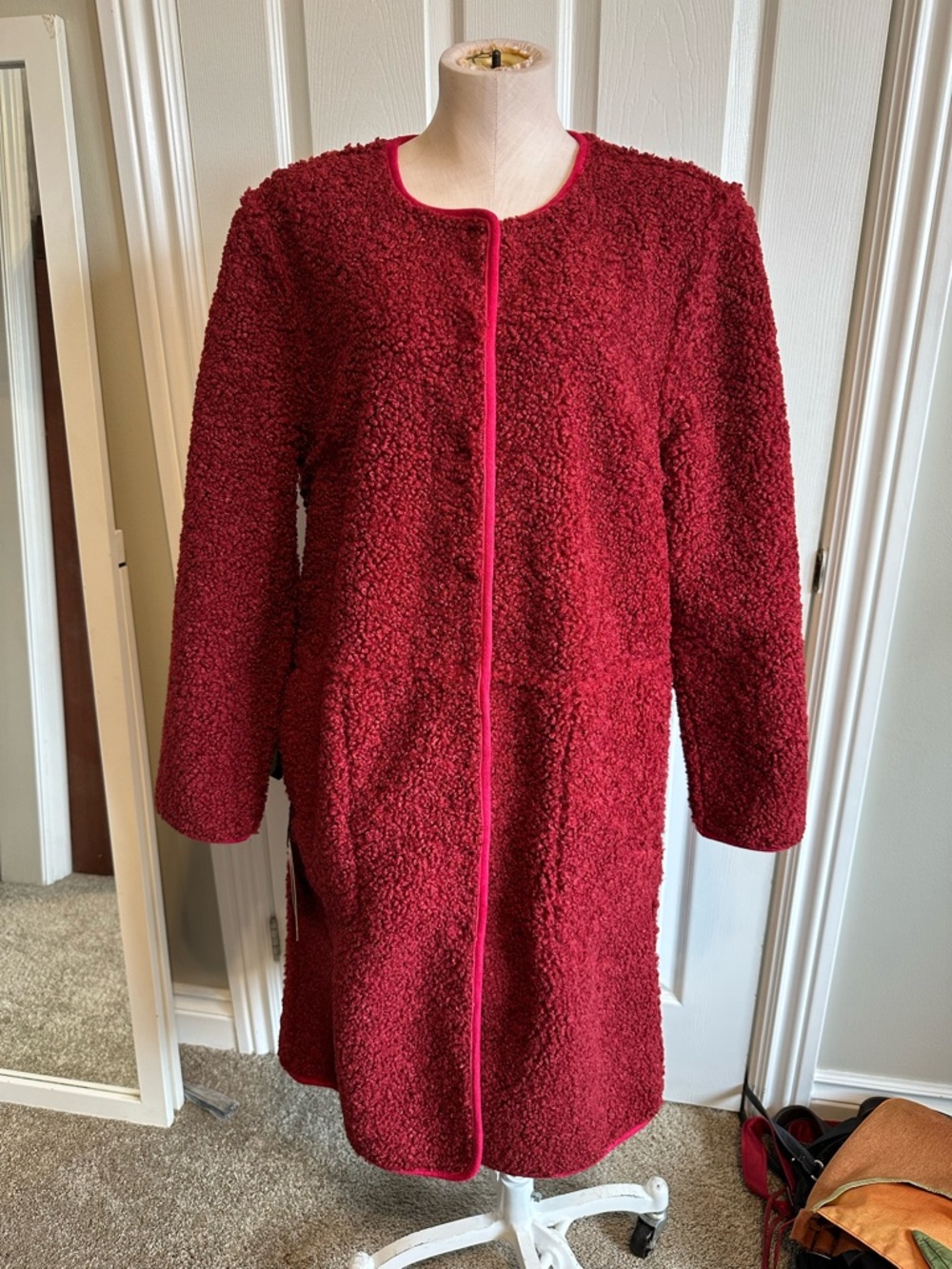 Diane Gilman - Women's Red Bouclé Long Coat
